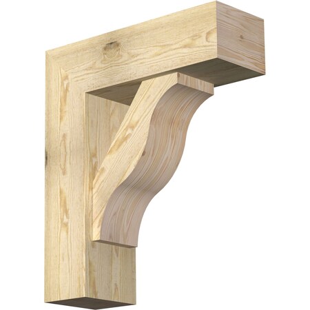 Ekena Millwork Funston Block Rough Sawn Bracket w/ Offset Brace, Douglas Fir, 8"W x 24"D x 28"H BKT0806X24X28FST05RDF